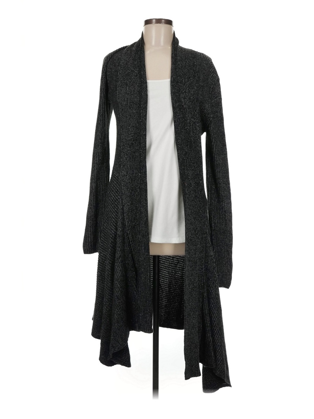 CAbi Black Open-Front Drape Longline Cardigan
